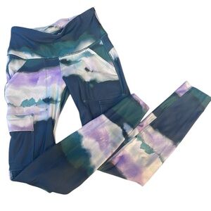 NWT Alpine Design Women's Selina High Rise Tights, black, purple green, size XS